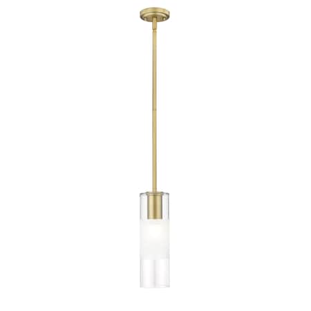 Z-Lite Alton Pendant, 1-Light, 4.75 In.W x 14.25 In.H, Modern Gold/Clear+Frosted 824P-ROD-MGLD